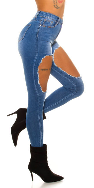skinny jeans extreme gebruikte used look blauw